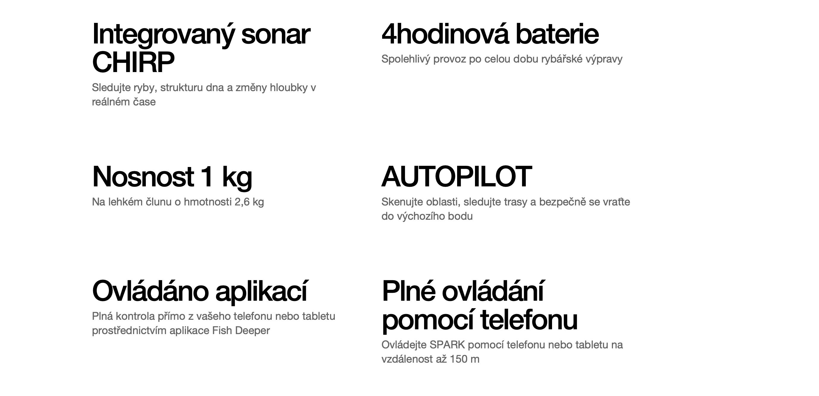 DEEPER SPARK hlavní vlastnosti